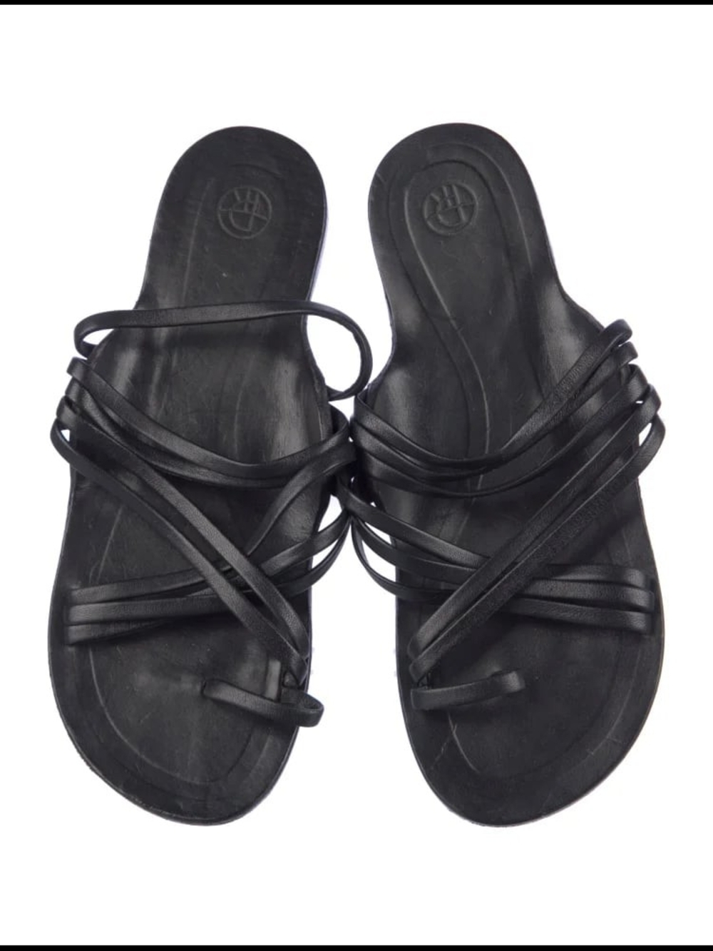 The Row Black Strappy Slide Sandals